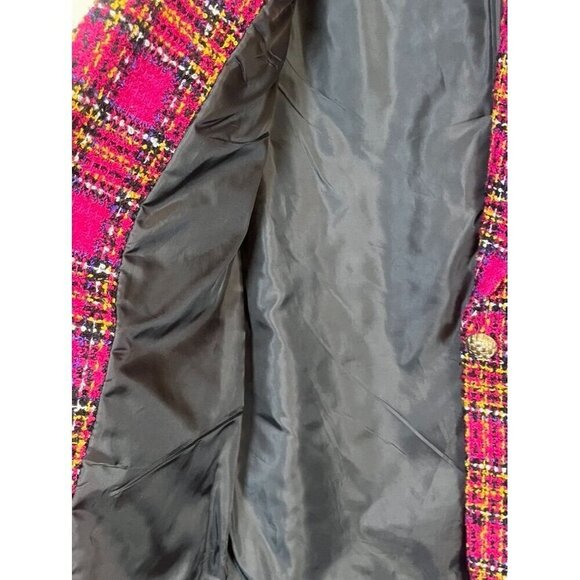Jennifer Moore Blazer Women 6 Pink Wool Plaid Academia Preppy Old Money Retro - Picture 10 of 16